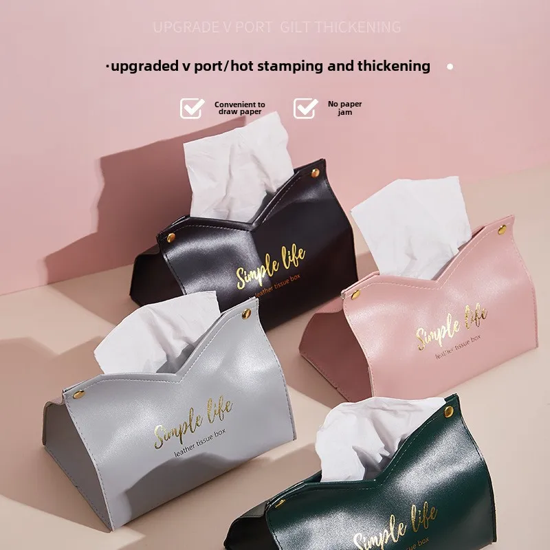 Fashion Car Tissue Box Desktop Table Napkin Holder Case Storage Box Desktop PU Leather Tissue Container Bathroom Home Decortion 2