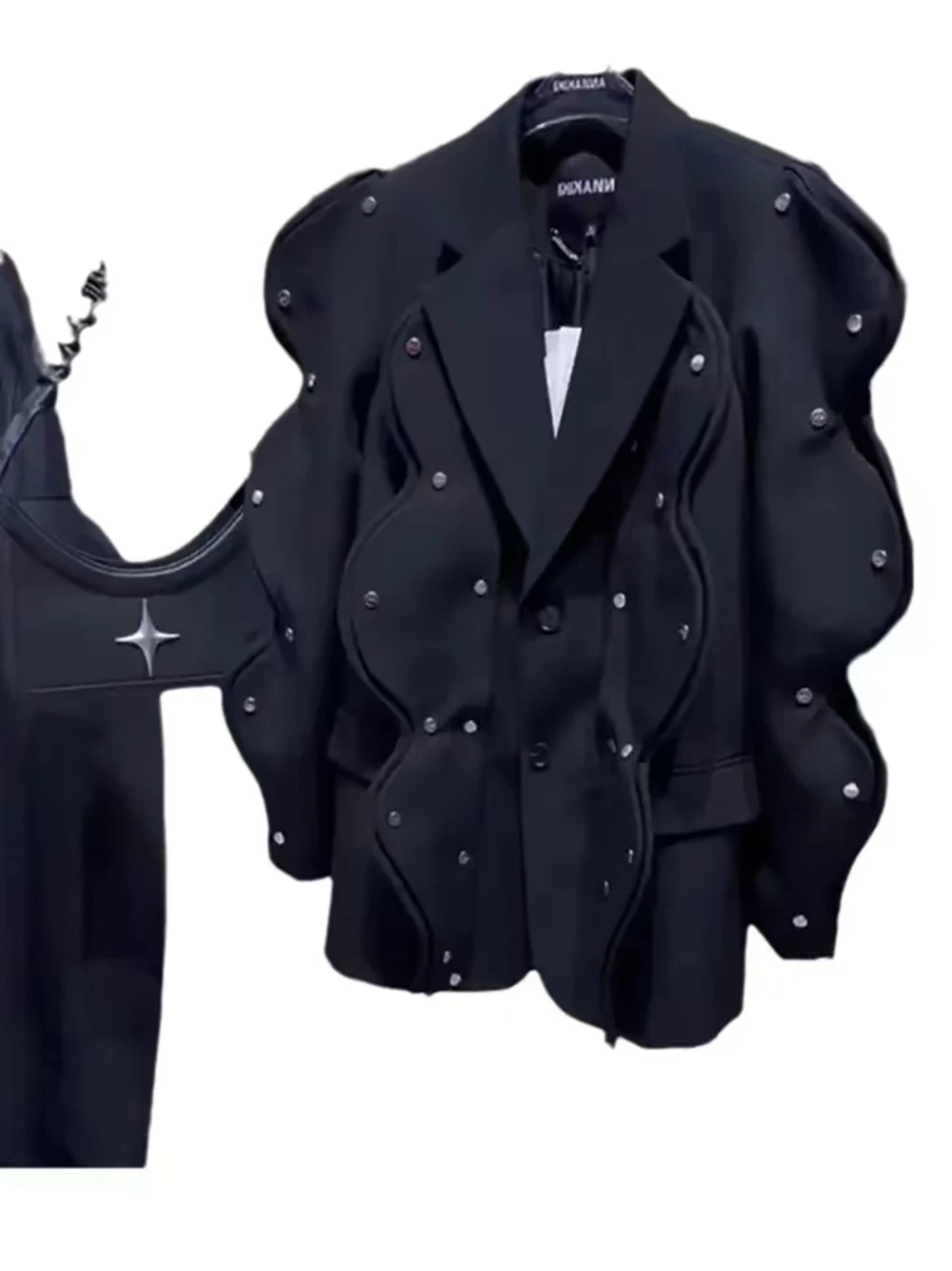 

Small Fragrance, Elegant Temperament, Celebrity, Cool Style, Advanced Sense, Small Design, Black Casual Suit, Coat, Female