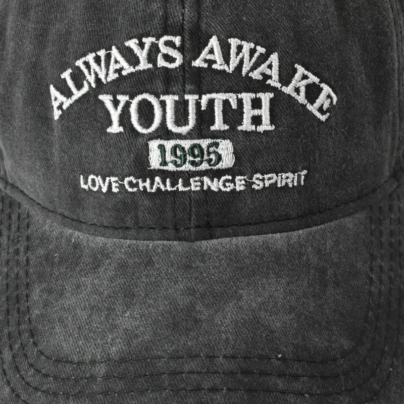 للجنسين قبعات قطنية مغسولة رسالة التطريز خمر قبعة...