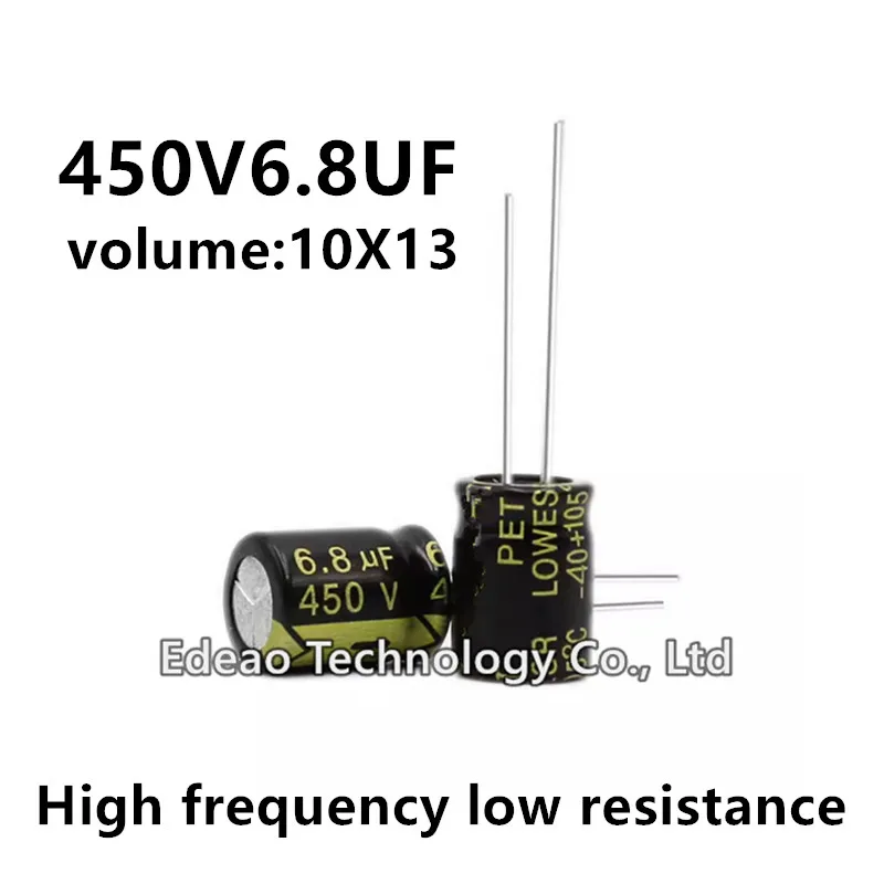 

10pcs/lot 450V 6.8UF 450V6.8UF 6.8UF450V volume: 10X13 10*13 mm High frequency low resistance aluminum electrolytic capacitor