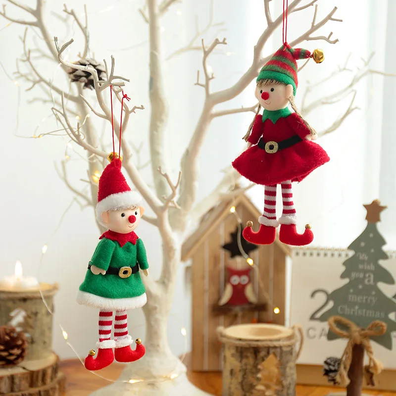 New Year 2024 Christmas Elf Doll Ornaments Xmas Tree Hanging Pendant Navidad 2023 Santa Kids Gift Christmas Home Decoration