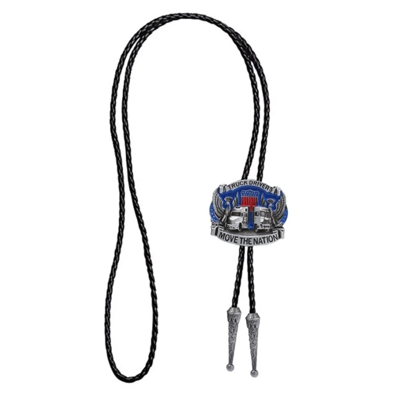 

Western Cowboy Bolo Tie Carved Truck Buckle for Men Teen Shirt Sweater Decor