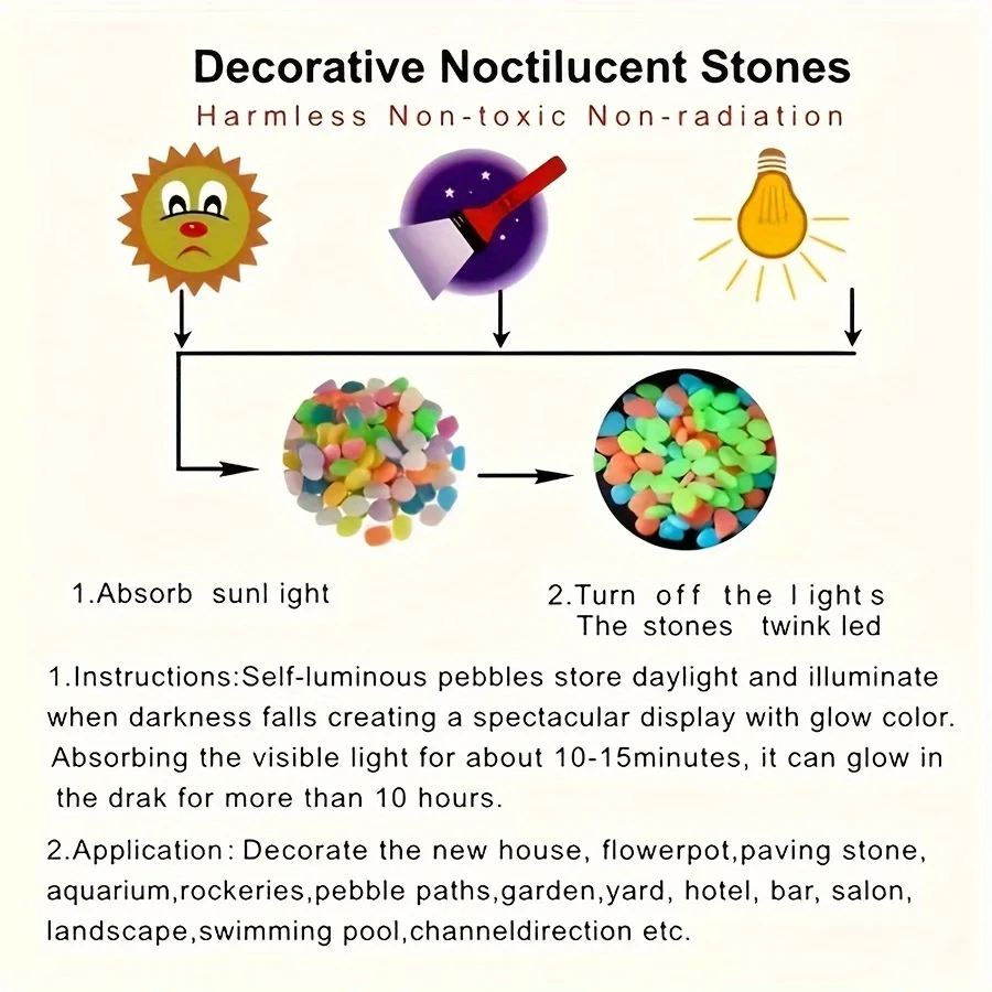2000 vibrant luminous garden pebbles decorative stones potted plants outdoor paths weddings festivals