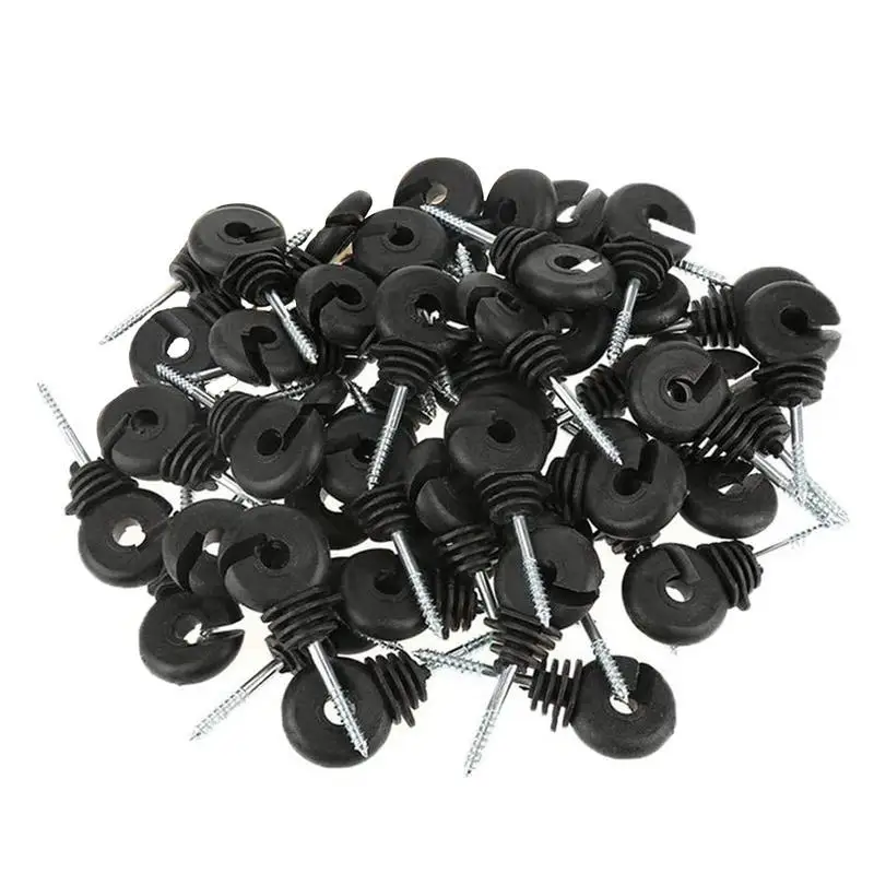 50Pcs Electric Fence Offset Ring Insulator Wood Post Fencing Screw Timber Tape Wire Insulators Safe Garden Buildings Accessory