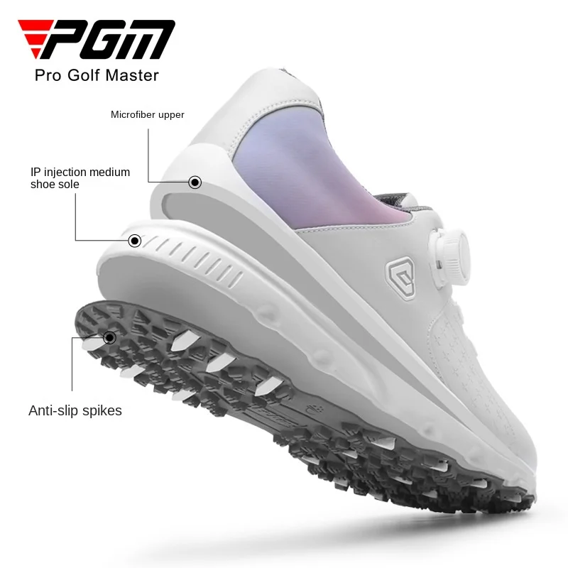 PGM Men Sports Shoes Knob Shoelaces Anti-Side Slip Waterproof Spring Autumn Golf Men Wear Sneakers Microfiber Leather XZ232