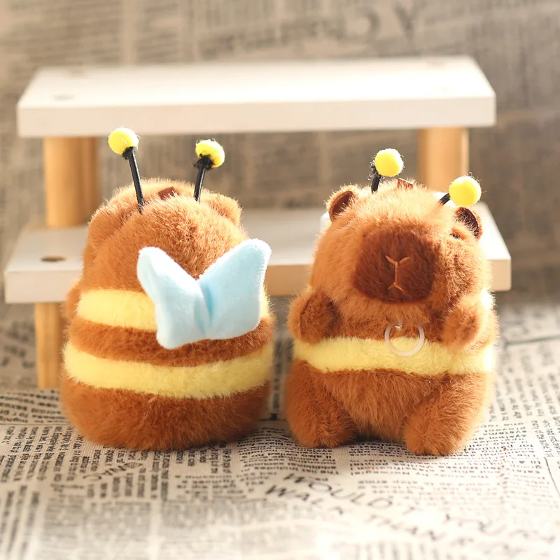2025 New Capybara Puffer Fish Doll Plush Doll Cute Pass Animal Keychain Pull String  Birthday Gift Backpack Creative Gift