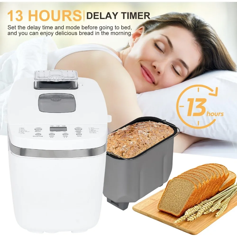 Bread Maker Machine with Gluten Free Setting 3LB 2.5LB 2LB Automatic Loaf Bread Machine with Fruit & Nut Dispenser