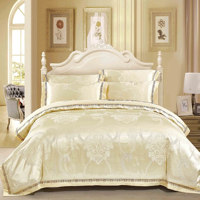 New Luxury Bedding Sets Duvet Cover Flat Fitted Sheet Twin Full Queen King  Size Set Black 100% White Golden - Bedding Set - AliExpress