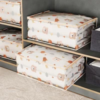 KindFuny Foldable Clothes Storage Bag PEVA Clothing Organizer Wardrobe Closet Organizer Pillow Quilt Blanket Bag Home Organizer 2