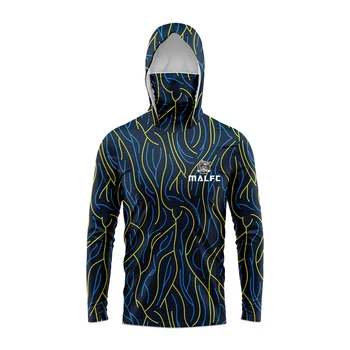 MALFC Men Hood Fishing Shirt long sleeve fishing t shirt uv protection Fishing Apparel 8