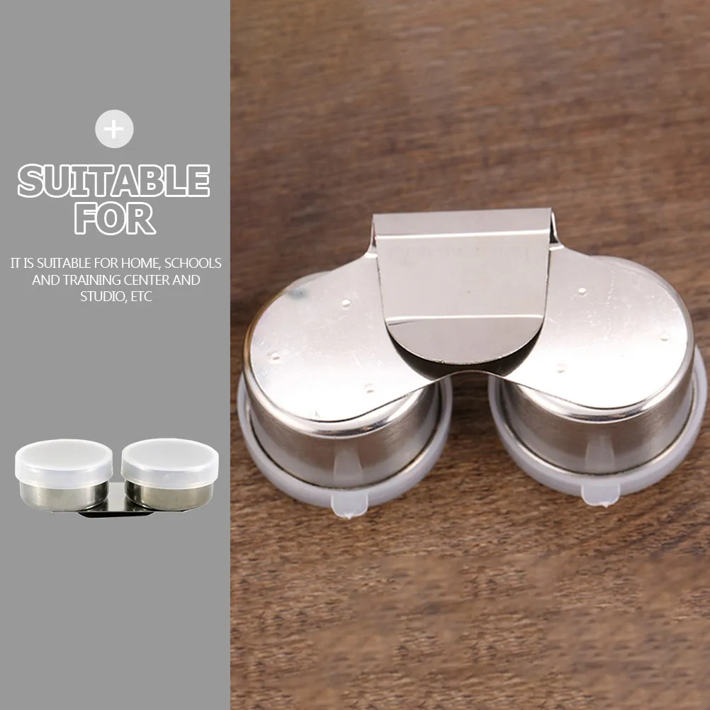 2Pcs 덮개가 있는 페인트 혼합 냄비 프리미엄 스테인레스 스틸 플라스틱 오일 컬러 혼합 냄비 예술가 화가를위한 브러시 세척 냄비