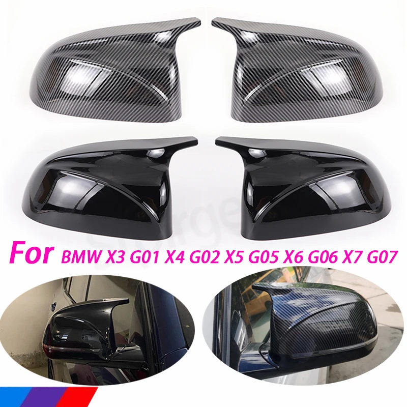 

High Quality Carbon Fiber Look Black Side Mirror Covers M Style Replacement For BMW X3 G01 iX3 X4 G02 X5 G05 X6 G06 X7 G07