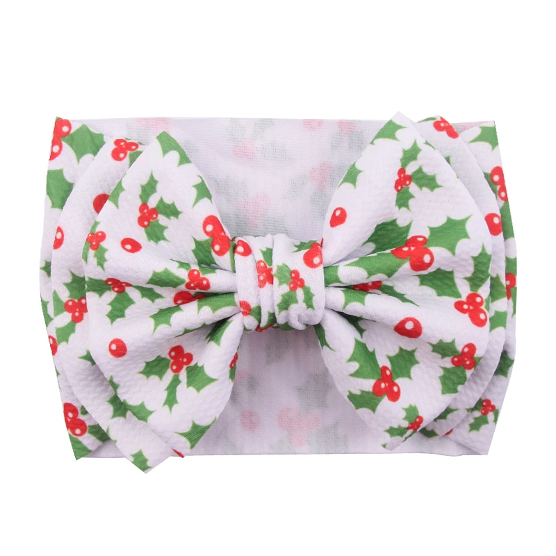 Cute Printing Big 7“Bow Baby Headwrap Protect Ears Waffle Headband For Girls Kids Featival Party DIY Hair Accessories Gift solid colors baby bowknot headband broadside headwear kids girls boutique elastic protect turban hair band baby hair accessories