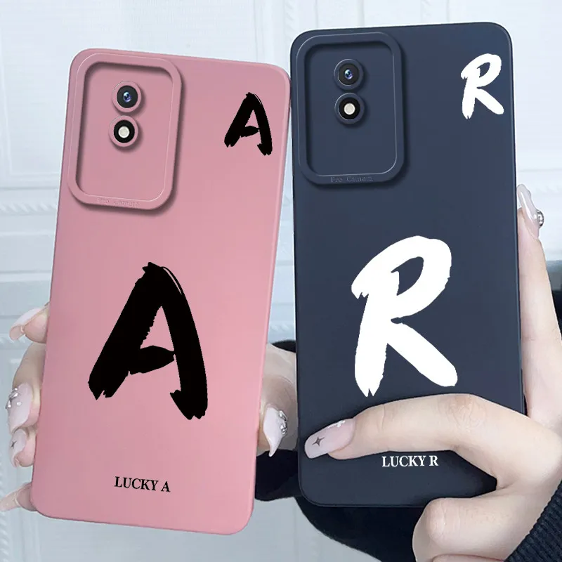 Lucky Initial Letter Silicone Soft Phone Case - Stylish Protective Bumper Cover