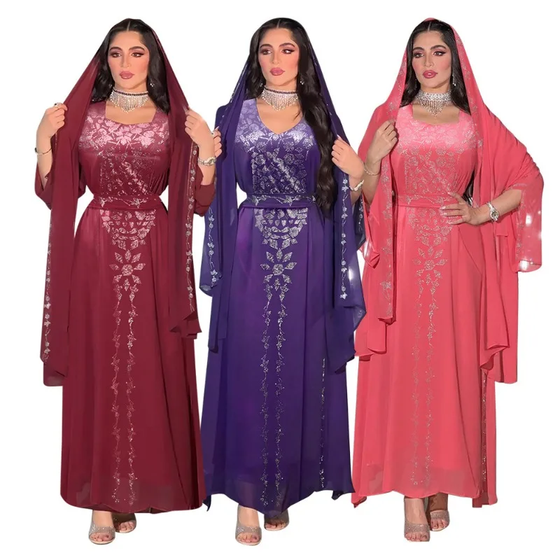 

Элегантное средневосточное мусульманское искусственное платье для женщин Eid Arabic хиджаб Абая Jalabiya