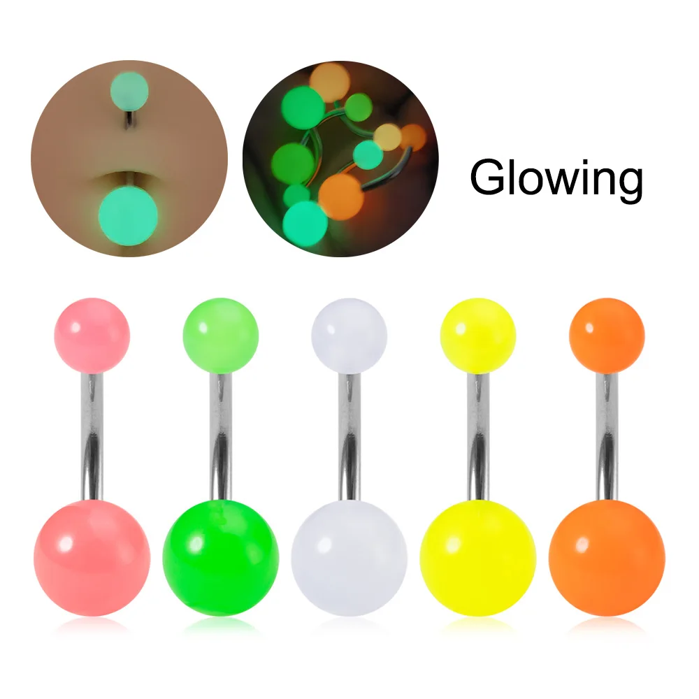 Colorful Acrylic Ball Belly Piercing Set for Women 316L Surgical Steel Bar Belly Button Rings Navel Piercing Body Jewelry 5PCS piercing jewelry body piercing jewelry body jewelry belly button piercings