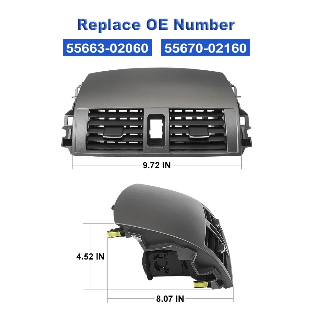 Car Center Dash A/C Outlet Air Vent Panel With Emergency Switch For Toyota Corolla 2008 2009 2010 2011 2012 2013 55670-02160