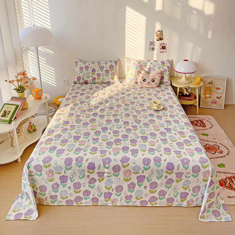 Bed Sheet Simple Style Flat Sheets Breathable Bed Linen Soft Sheets Home Flat Bedsheet постельное белье (Pillowcase Need Order) 6