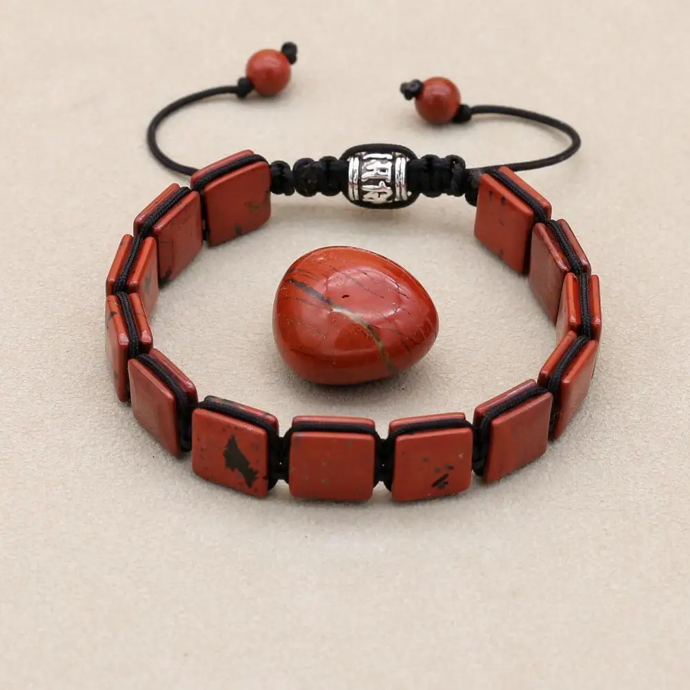 10MM Handmade Natural Red Jasper Stone Beads Braided Bracelet Bohemia Women Men Friendship Charm Bangles Couples Jewelry