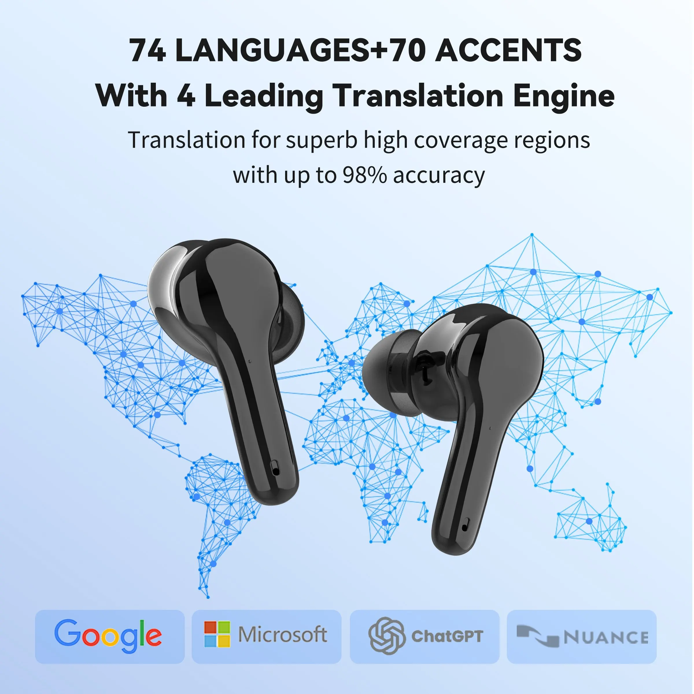 Wooask-M6 Translator Earbuds,Instant Voice Translator Device,144