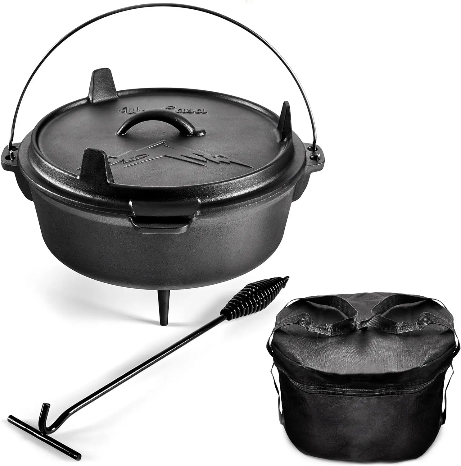 

New Cast Iron Dutch Oven Pot with Lid, Cast Iron Camping Cookware, Camping Oven - Campfire Cooking Equipment Free Shipping