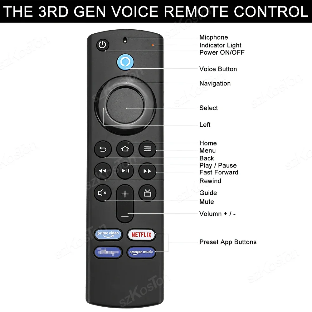 Stick suara stik TV api, pengganti Remote Control 4K MAX 3rd Gen
