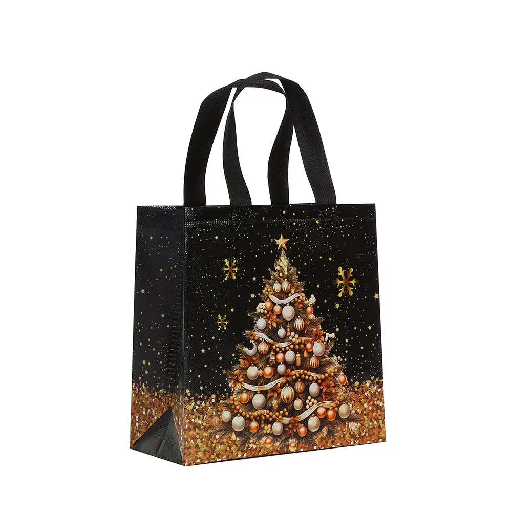 4 pezzi Borse di stoffa natalizie con manici Borse da regalo in tessuto non tessuto di Natale Borse da regalo con pupazzo di neve di Babbo Natale Decorazioni per feste Navidad Natal