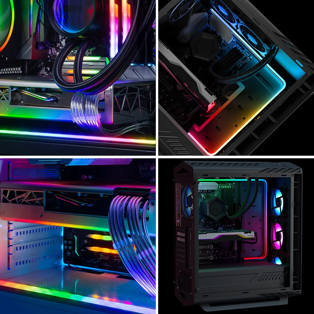 LED Neon Light Kits 50cm WS2812B 60 LEDs LED Strip Light For PC MSI Aura SYNC AORUS ASUS on Computer Motherboard DC5V DC12V 2pcs