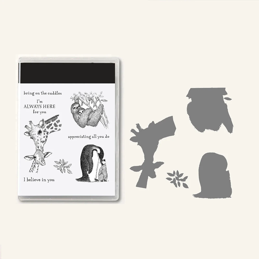 

Animals Transparent Stamp Metal Cutting Dies Sets and Clear Stamps for DIY Scrapbooking Card Crafts Making Photo Album Decor