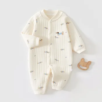 AYNIGIELL Autumn and Winter Newborn Jumpsuit, High-quality Pure Cotton Baby Girl Clothing 0-18 Month Baby Boy Outdoor Wear 1