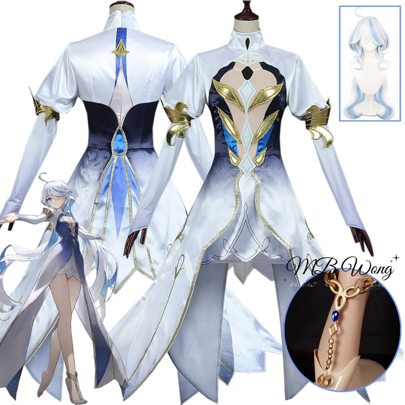 

Game Genshin Impact The God of Justice Focalors Cosplay Costume Furina Cosplay Outfift Fontaine Role Play Halloween Carnival