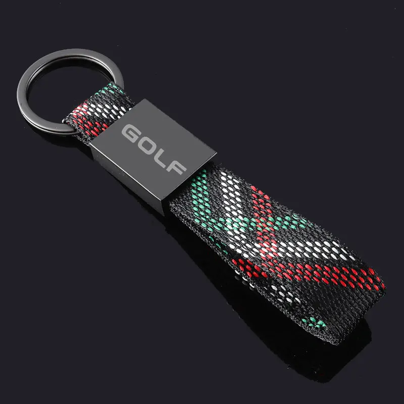 수정된 자동차 키 링 거치대 옥스포드 웨빙 키 체인 키링, 폭스바겐 골프 로고 폴로 CC GTI 파사트 제타 비틀 티구안 시로코용