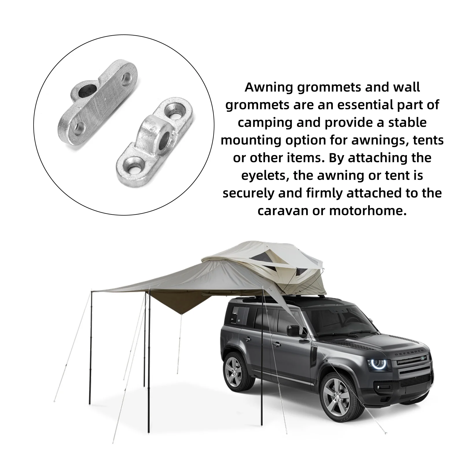 6pcs RV Tent 304 Stainless Steel Fixing Awning Eyelets Buckle(44.3 x 14.5mm,Hole7.8mm) With Screws for Wall,Caravan,Canopy Carav