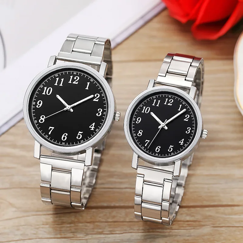 

Couple Quartz Digital Watch Steel Strap Luxury Chronograph Ladies Gift Fashionable Simple Style Quartz Wristwatch Reloj Mujer