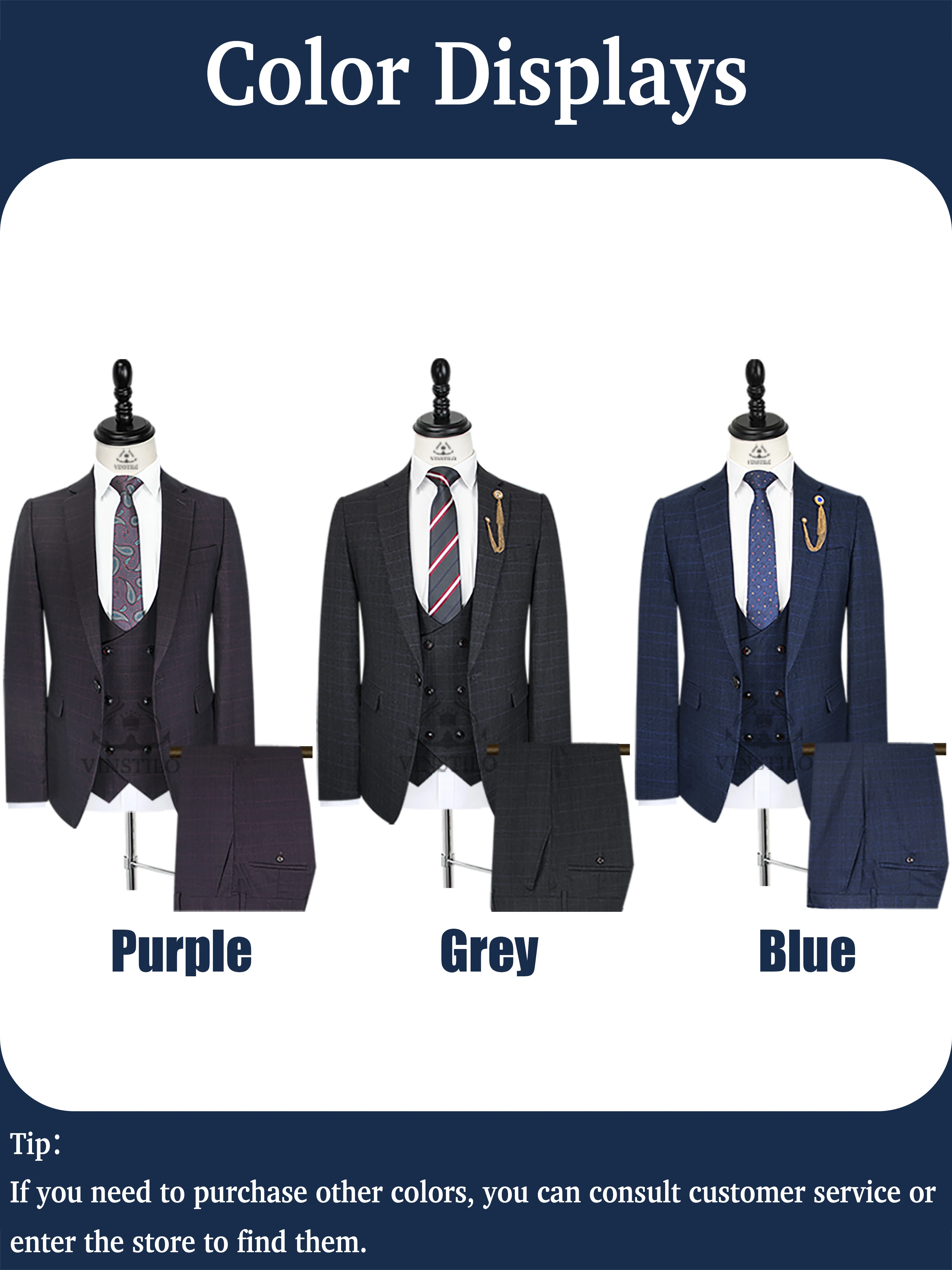 VINSTILO High End Men Suit England Style Slim Fit Set Evening Wedding Dress Business 3piece Clothing Coat Vest Pants