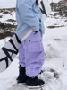 New Women Outdoor Windproof Waterproof Warm Violet Color Snow Trousers Oversize Ski Pants Winter Ski Snowboard Pants Cargo Pants 2
