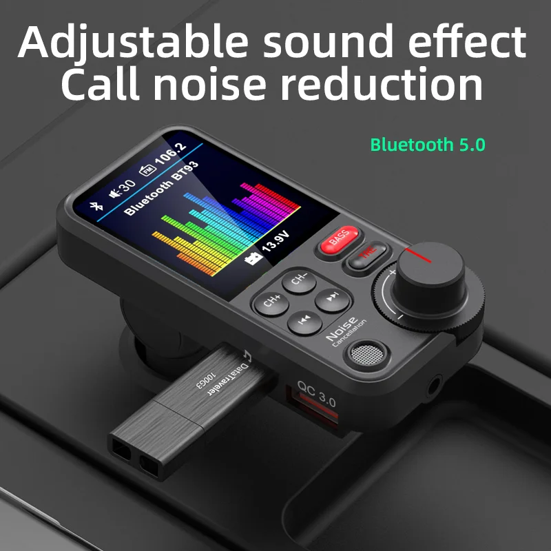 Color big screen car mp3 player U disk music bluetooth car kit FM transmitter EQ mode adjustment USB fast charge