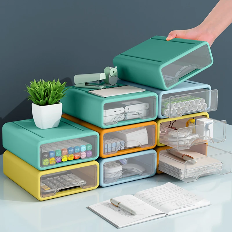 

Cabinet Home Office Stationery Stackable Storage Drawers Desk Organizer Document Sundries Holder Cosmetic Desktop Storage Box