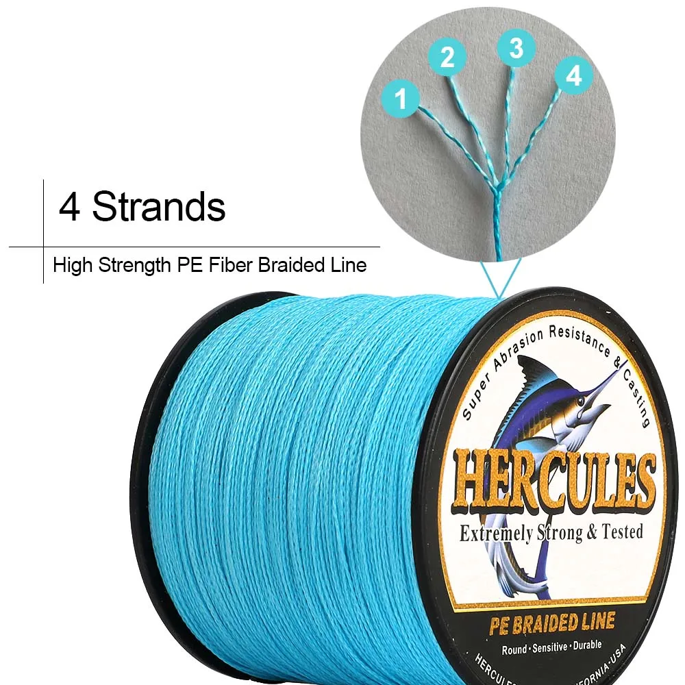 Hercules 100m 4 Strands Braided Fishing Line Super Strong Multifilament Fishing line 4X Trout 6LB-100LB Lure Wire 0.08mm-0.55mm 3