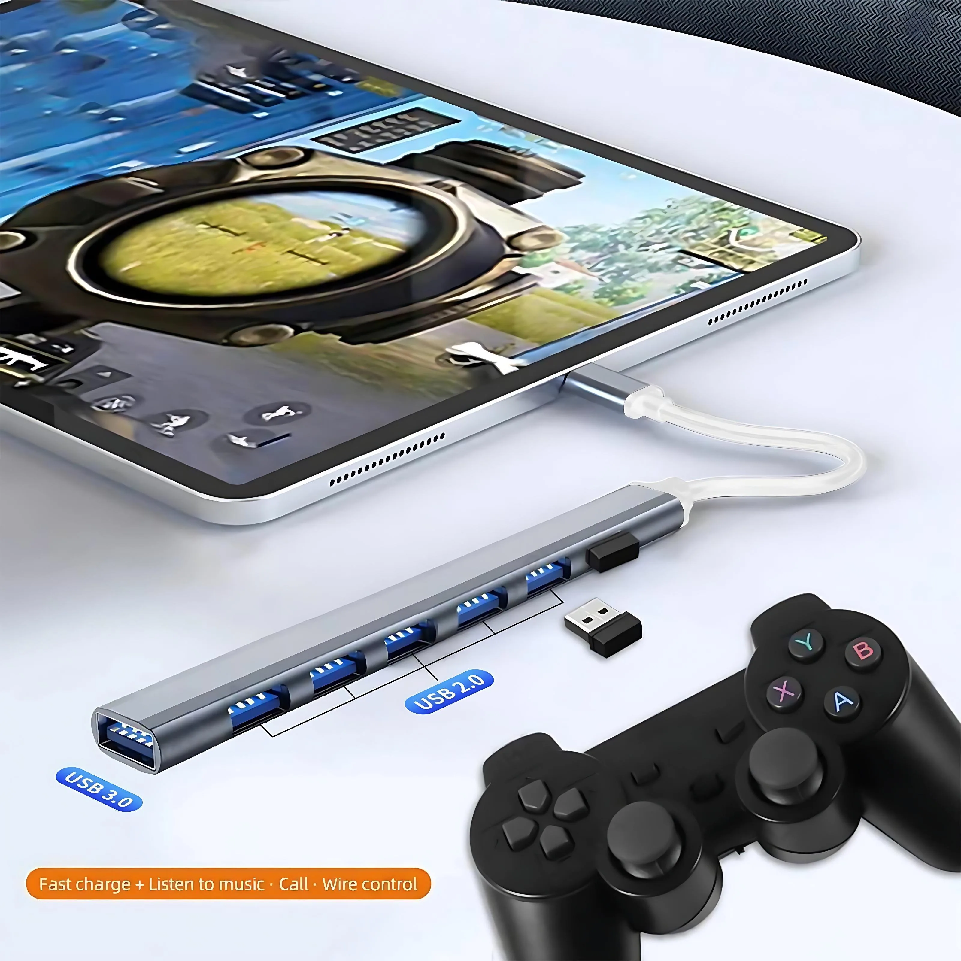 7-Port High-Speed USB Hub with USB-C and USB-A Connectivity