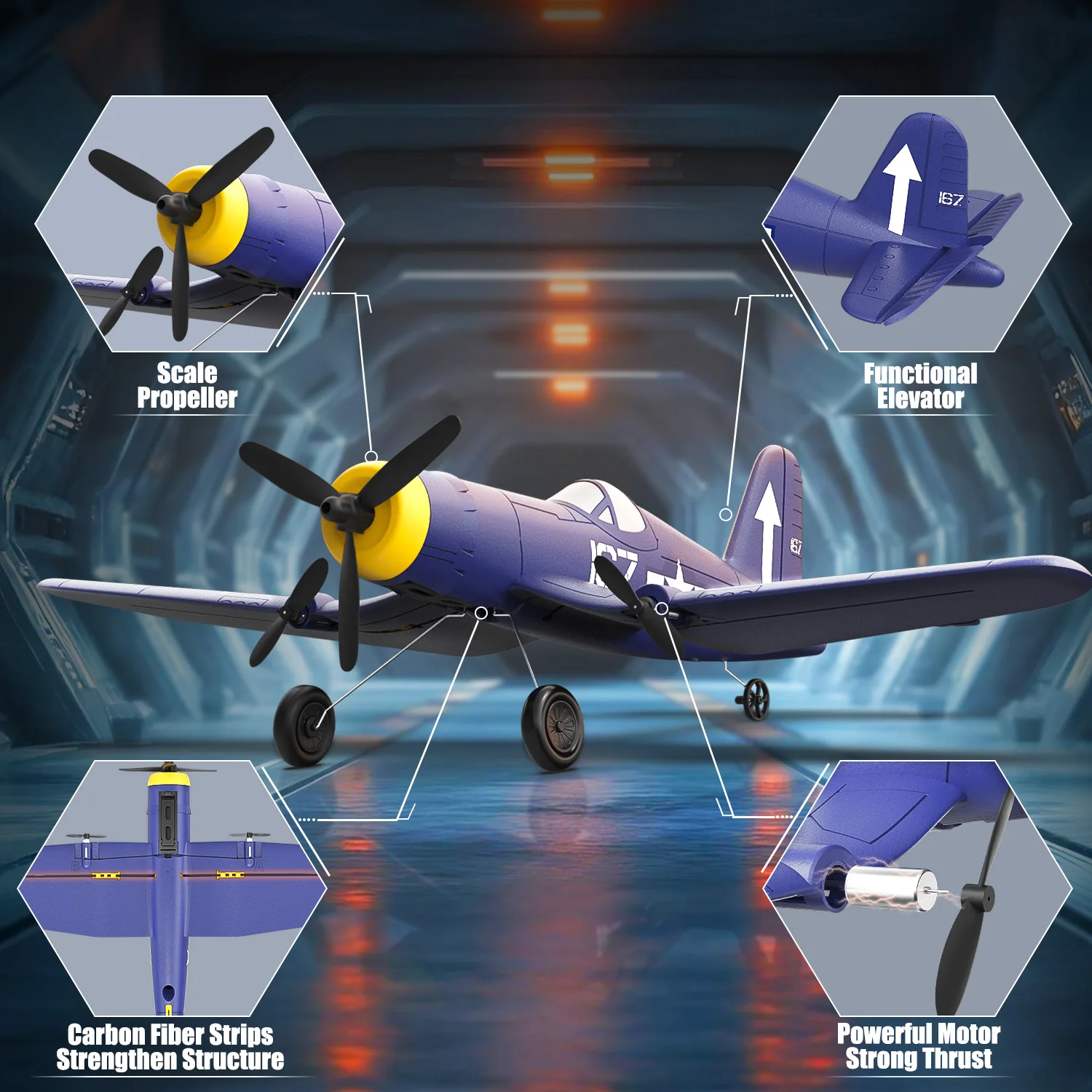 Volantexrc F4U Corsair RC Plane 2.4G 3CH EPP Foam 400MM Fixed Wing Wingspan Airplane Smart Balance Gliders RTF Fighter_voghion.com