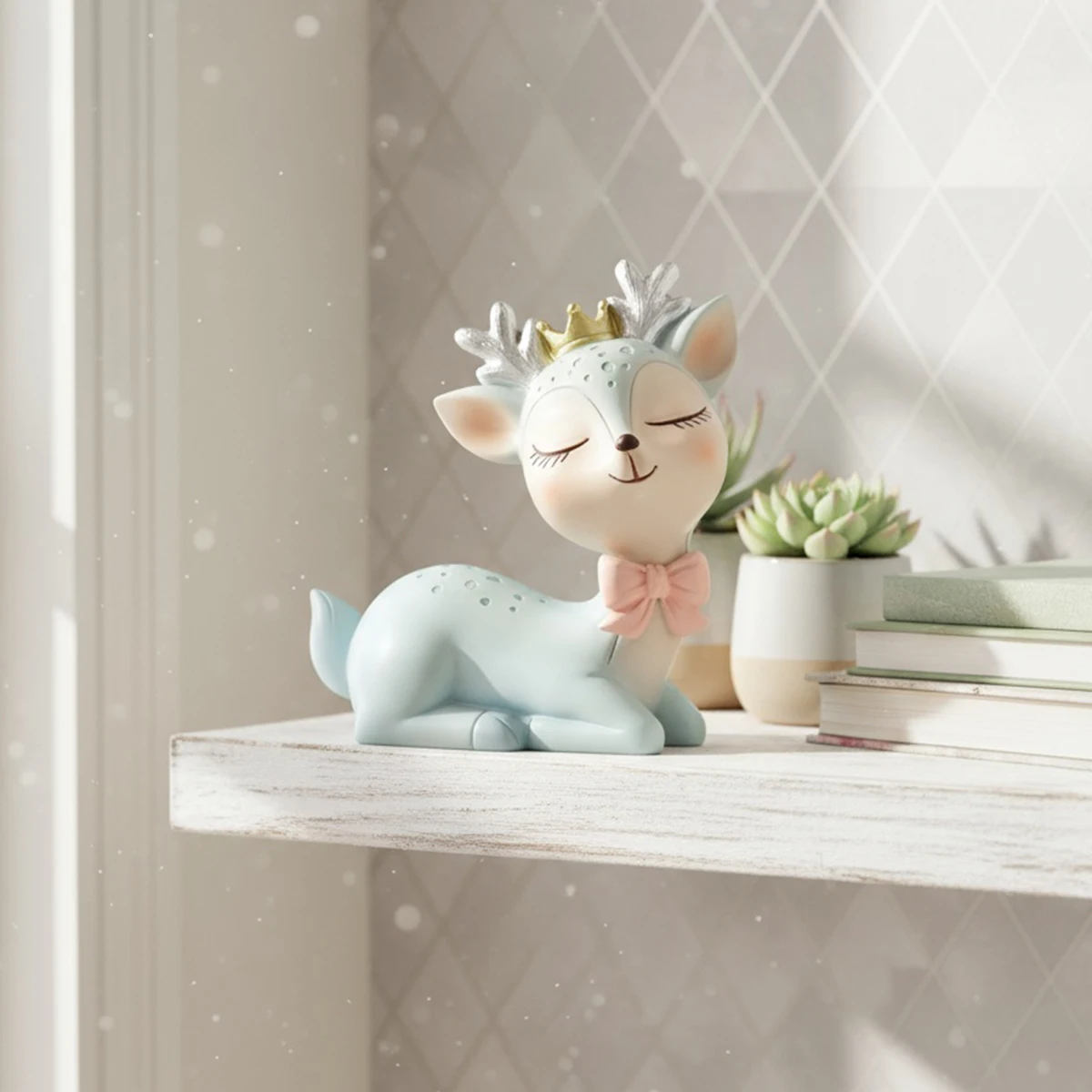 1PC, creative cartoon little sika deer decorative gift resin ornament, cute girl home decoration