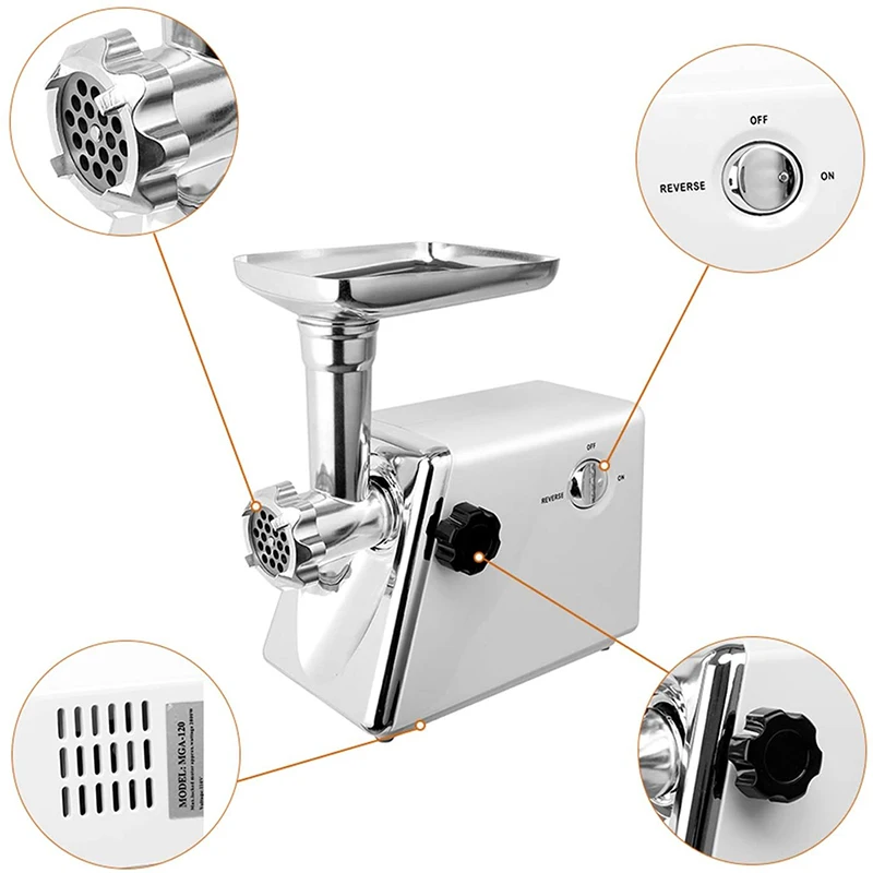 MGA-120 Household meat grinder 300W Multi-function Minced meat Electric Sausage Filling machine Stainless steel minced pepper images - 6