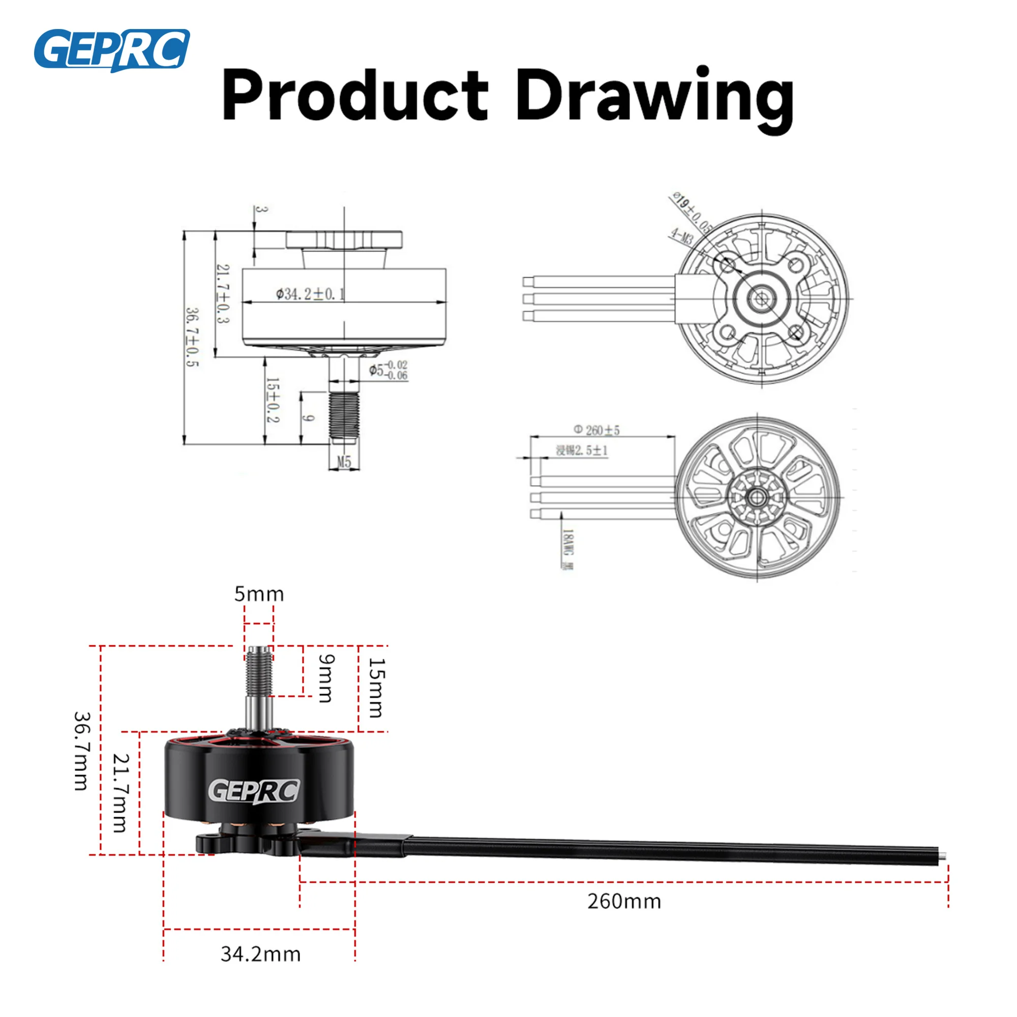 GEPRC SPEEDX2 2809 V1.1 Motor Brushless Black with 7/8 Inch MOZ7 RC FPV Racing Drone Multicopter Accessories thumbnail 3