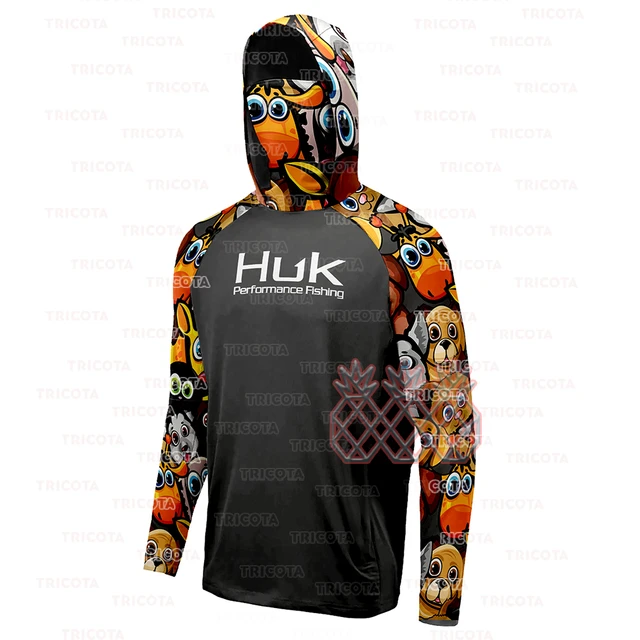 HUK Fishing Shirt With Mask Outdoor Men UV Protection Fishing Hoodie  Clothing Long Sleeve Breathable Performance Fishing Jersey - AliExpress