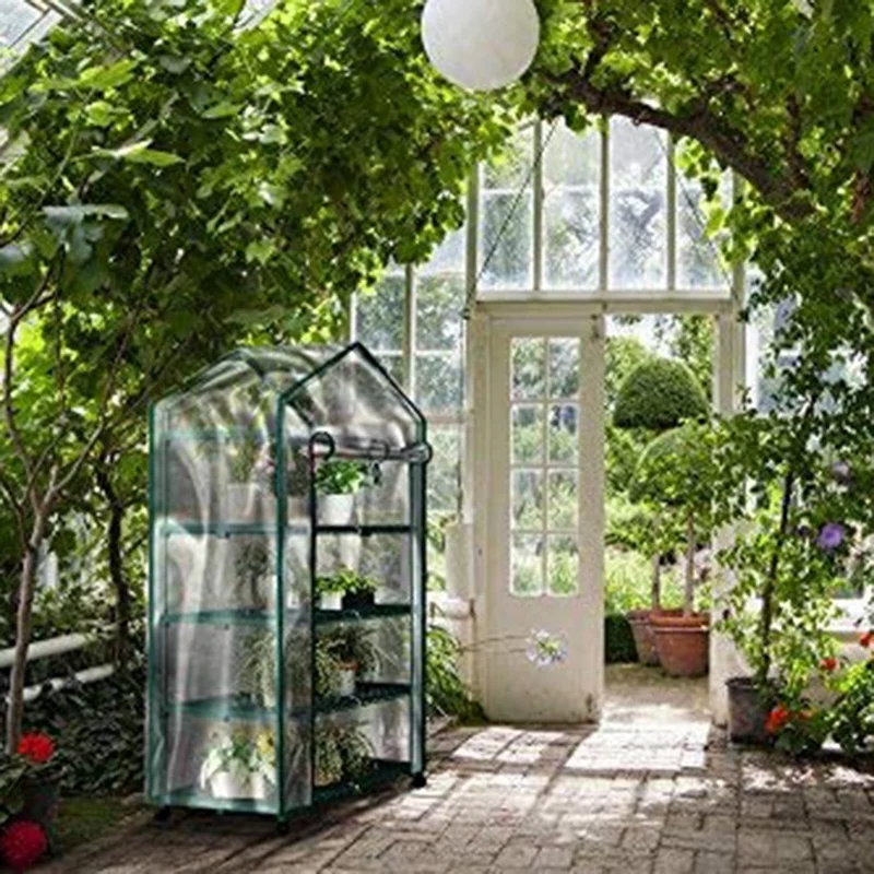 屋外の温室,4層,頑丈なポータブル棚,植物,苗,ハーブの成長 AliExpress