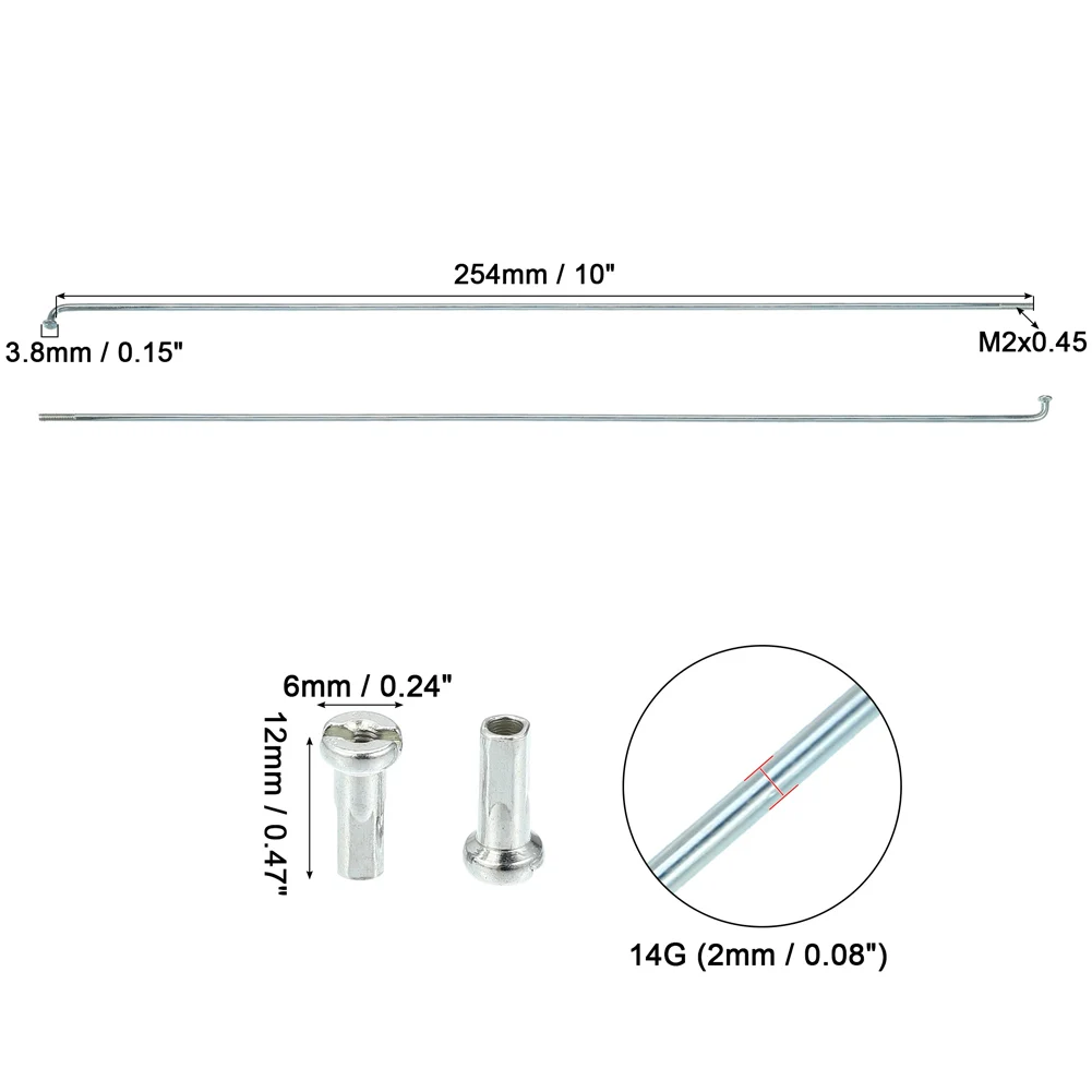 Mountain Bike Bicycle Stainless Steel SPOKES AND NIPPLES 24pcs 278/270/261/264/289/255/258/275/289/291mm For 27.5/26/29er