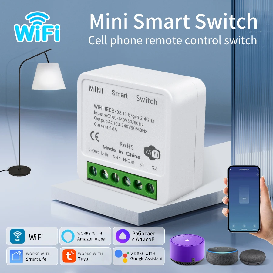 16A 20A Tuya สมาร์ท WiFi โมดูลสวิทช์ RF433Mhz Breaker รีเลย์ 2-way Control Alexa Google Home smart Life APP รีโมทคอนโทรล 1
