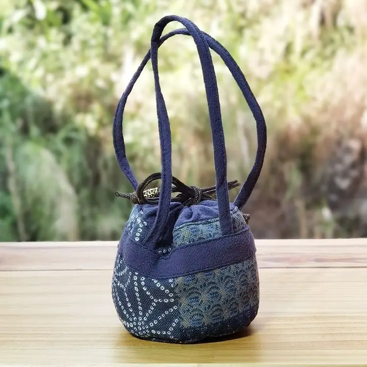 Chinese Style Tea Ceremony Master's Single Cup Storage Bag Cotton Cloth Ink Batik Three-layer Sewing Mini Cloth Tea Bag ZD48