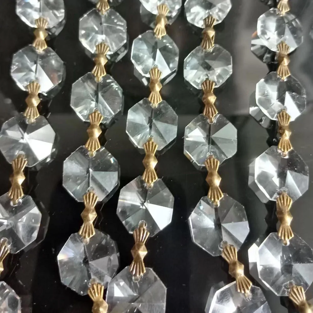 100cm/3.3ft Garland 14mm Clear Crystal Octagonal Bead Chain Chandelier Lamp Part Curtain Ornament Home DIY crystal beads garlands crystal beads